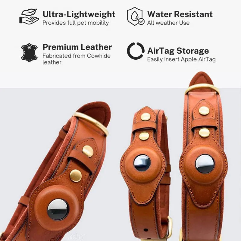 Hank's Airtag Collar Brown